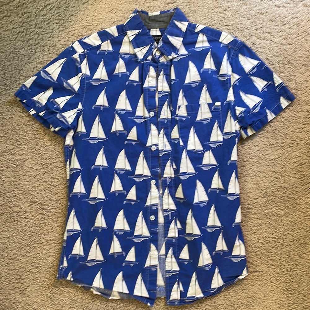 Blue Boat Shortsleeved Button Up - J Crew Factory